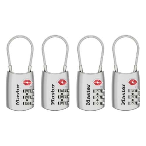 Image of Master Lock Set Your Own Combination TSA Approved Luggage Lock, Silver, 4 Pack, 4688SLVEC4