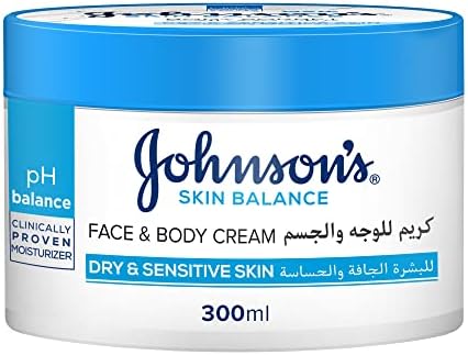 Johnson's Skin Balance Face and Body Cream, clinically proven formula moisturizes your skin intensively to help restore its pH for balanced, hydrated, and healthy-looking skin 300ml