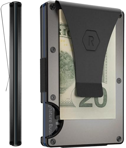 Ridge Wallet for Men - Slim Minimalist Compact Wallet and Card Holder, RFID Protected Front Pocket Wallets for Men with Integrated Money Clip (Gunmetal)