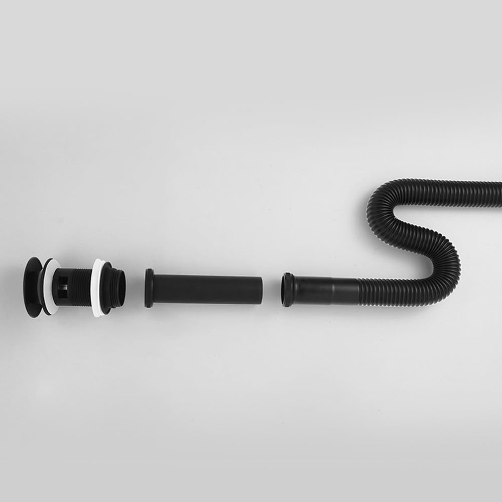Robinetterie de Cuisine et Salle de Bain Durable, plomberie, Tuyau d'évier chromé, bonde escamotable avec ou sans Trou de trop-Plein, Tuyau d'évacuation doré Uniquement