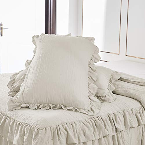 Hig 3 Piece Camel Ruffle Skirt Bedspread Set King - 30 Inches Drop Ruffled Style Bed Skirt Coverlets Bedspreads Dust Ruffles - Alina Bedding Collections - 1 Bedspread, 2 Standard Shams (Camel, King) #TOP5