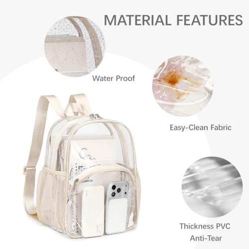 abshoo Stadium Events Approved Clear Backpack Mini Transparent Bag for Girls Women for Sports Events Music Festival Concerts(Beige) by abshoo - Used condition - Image 6