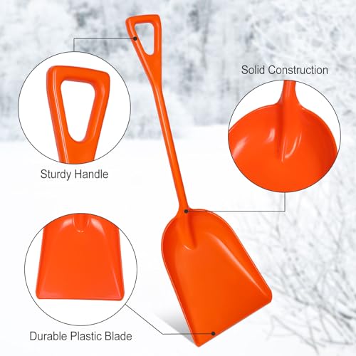 Frienda 3 Pcs Plastic Snow Shovel Large Scoop Shovel, Orange - Image 5