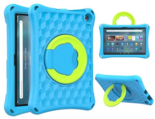 Fire HD 10 Tablet Case for kids.2023/2021 Release 13/11th Generation Kids Friendly ShockProof 360 Rotating Grip Handle Folding Stand Case for kindle Fire HD 10 Tablet.(Incompatible with iPad Samsung)