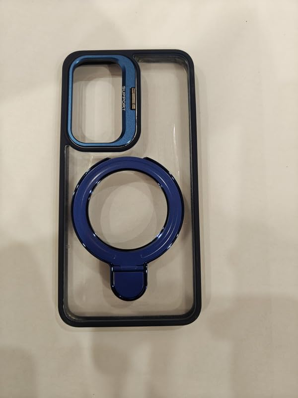 Image of Samsung S24 Case Blue | Slim Protective Phone Cover with Kickstand Ring Holder | Shockproof, Clear Back, Magnetic Support, Precise Cutouts for Samsung Galaxy S24