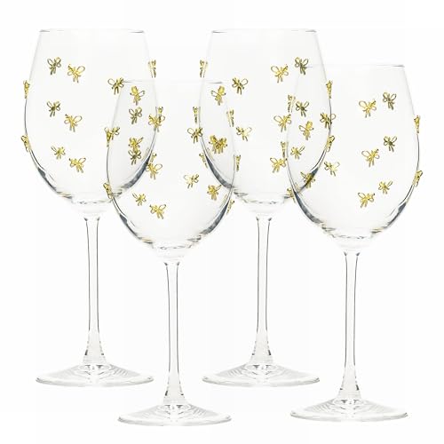 10 Strawberry Street Gold Bow Glassware, Red Wine, Set of