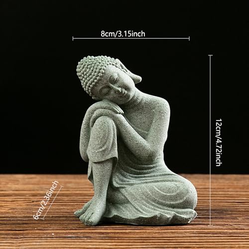 Statue de Bouddha mini en grès gris style zen pour décoration
