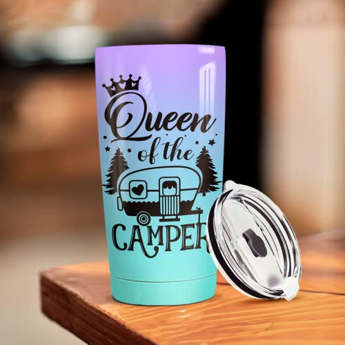 Winorax Queen Of The Camper Tumbler Camping Gifts For Campers Woman From Husband Boyfriend Sisters Best Friend Coffee Cup With Lid 20Oz Stainless Travel Mug #TOP3