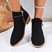 Ankle Boots for Women Low Heels Chunky Pointed Toe Boots Side Zipper Booties Dressy PU Leather Strap Boot Fashion Comfortbale Walking Boot Black