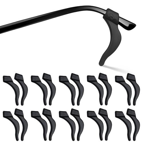 XFentech Ganchos Antideslizantes Para Gafas - Negro Ganchos de Orejas Silicona Suave Sujeta Gafas Universales 10 Pares