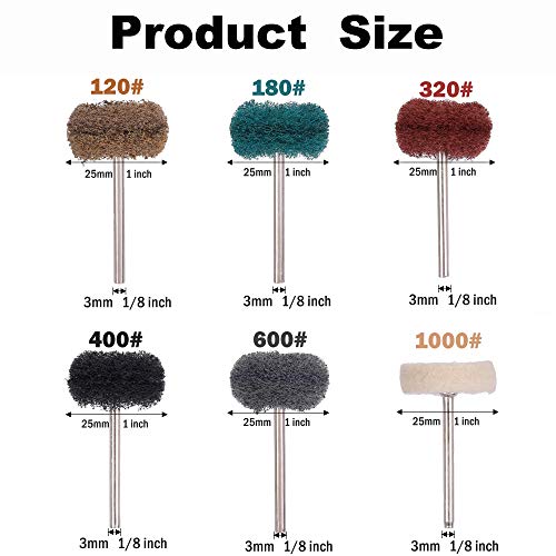 60 Pack Abrasive Wheels, Rocaris 1“ Abrasive Buffing Polishing Wheels Burr For Rotary Tools-1/8" Shank，Polishing Bits #TOP1