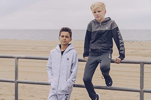 Hurley Boys' Little Solar Zip Up Hoodie, Black Heather/Grey, 6 #TOP4