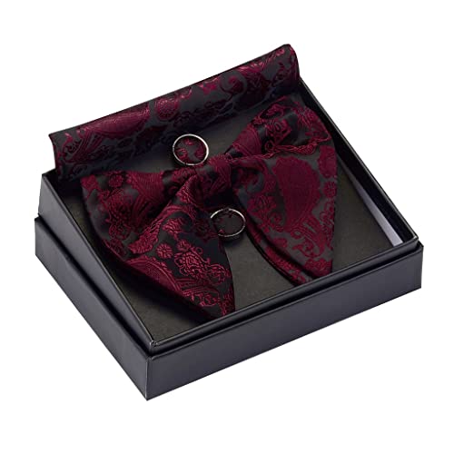 Set corbata de moño, pañuelo y gemelos para hombre