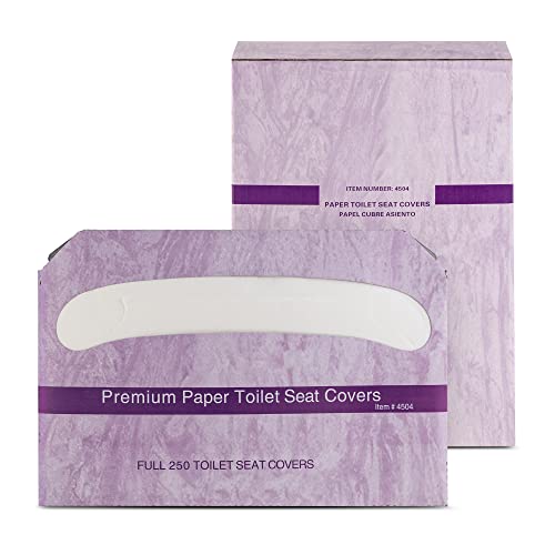 Image of EZbrnd Premium Half-Fold Toilet Seat Cover Paper, White, Pack of 4 x 250 Sheet