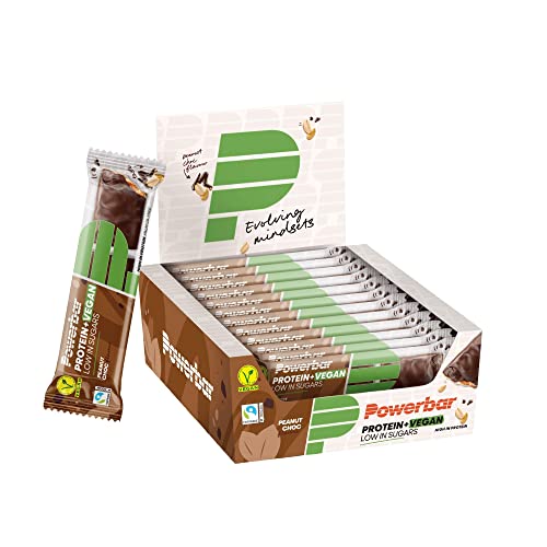 Powerbar Protein Plus Low Sugar Vegan Peanut Choc 12x42g - Barrita vegana rica en proteínas y baja en azúcar