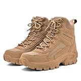 UNZHUO MAKE men's tactical combat boots, high top lace up outdoor hiking work boots, off-road hiking boots (khaki, US, Adult, Men, 8.5, Numeric, US Footwear Size System, Medium)