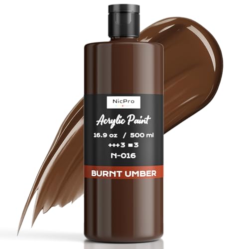 Image of Nicpro Burnt Umber Large Acrylic Paint (16.9 oz, 500 ml), Rich Pigments