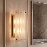 Tribesigns 13.78 Inch 2-Light Modern Brass Gold Wall Sconce with Glass Shade — Indoor Wall Light for...