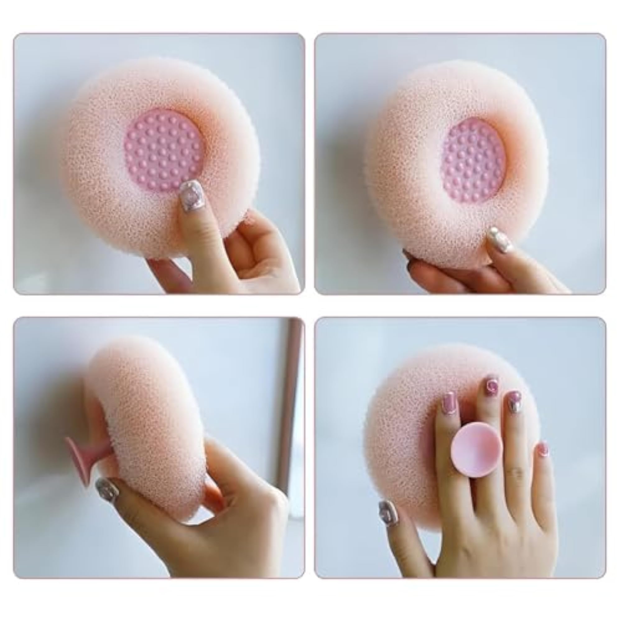 Loofah Bathing Sponge with Silicone Massager, Pack of 2
