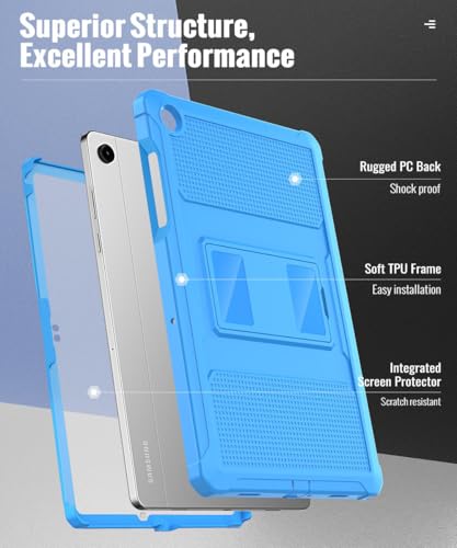 Image of MoKo Shockproof Case Fit Samsung Galaxy Tab A11+ Plus / A9+ 11 Inch | Full Body Rugged Stand Back Cover with Built-in Screen Protector for Galaxy Tab A11+ / A9+ Tablet, Blue Wave