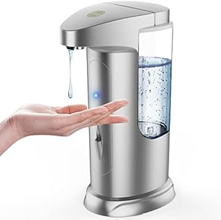 Soap Dispenser, Automatic Soap Dispenser, 13.5OZ Large Capacity Washing Up Liquid Dispenser, 3 Levels Adjustable Hand Soap Dispenser, Waterproof Dish Soap Dispenser for Kitchen, Bathroom(Silver)