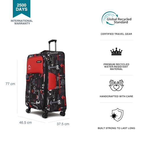 Image of uppercase Polyester Spinner JFK Plus 10100EST1RED Large Check-in Eco Soft Trolley Bag, Dust Resistant Luggage Made of Sustainable Material,8 Wheel with TSA Lock,Travel Suitcase for Unisex (Red),77 Cm