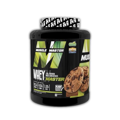 MUSCLE MASTER WHEY 1800G | recuperación muscular | concentrado de suero máxima calidad | DIGEZIME | STEVIA (Choco & Cookie)