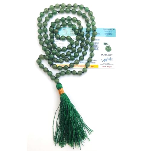 Image of Apnisanskriti Premium Green Aventurine Stone Mala for Men and Women (6mm, AAA Quality, Lab Certified, 108+1) - Natural Stone Beads Mala - Pack of 1