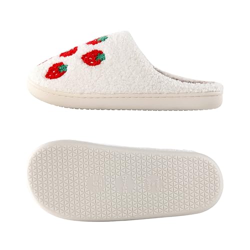 Image of Cherry Slippers for Women Men Fruit Shoes Cute Memory Foam Soft Winter Warm Indoor Outdoor Slippers