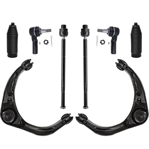 Image of Detroit Axle - 8pc Front Upper Control Arms Kit for 2006 2007 2008 Dodge Ram 1500 [5-Lug], 2 Control Arms w /Ball Joint 2 Outer Tie Rods 2 Inner Tie Rods 2 Tie Rod Boots Replacement