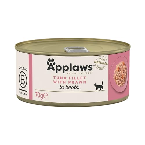 Applaws - Natural - Nourriture humide pour chat adulte - Filet de thon et crevettes au bouillon - 24...