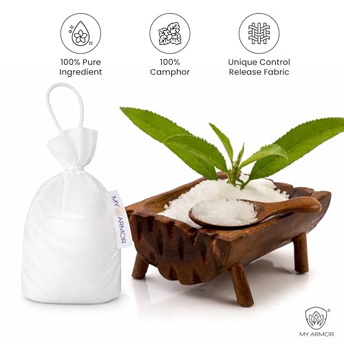 Image of MY ARMOR Natural Camphor Cone Air Freshener | 100% Pure & Organic Kapoor | Long-Lasting Fresh Aroma | For Car, Wardrobe, Bathroom, Pooja Room, Drawers & Office | Pack of 2