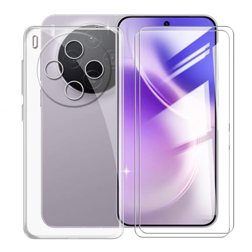 Coque pour Vivo X300 et 2 verres trempés de protection écran silicone transparent