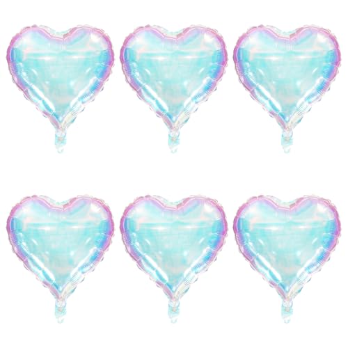 Image of 18 Inch Clear Transparent Iridescent Heart Balloon, Love Rainbow Crystal Heart Shaped Balloons for Valentines Day Wedding Bridal Shower Baby Shower Birthday Party Decorations Supplies