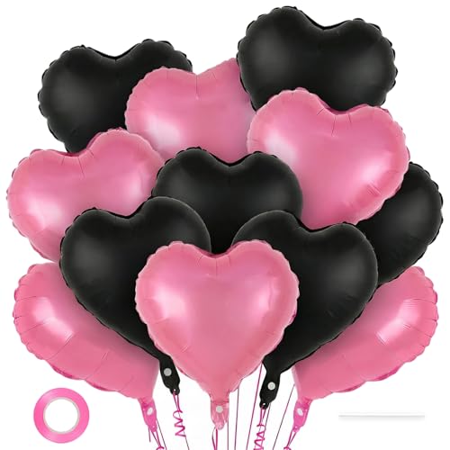 Image of 12 Pcs Colorful Heart Balloons,18 Inch Heart Foil Balloons Love Balloon Valentine Balloon for Birthday Party Wedding Engagement Party Baby Shower Valentine Day Decorations