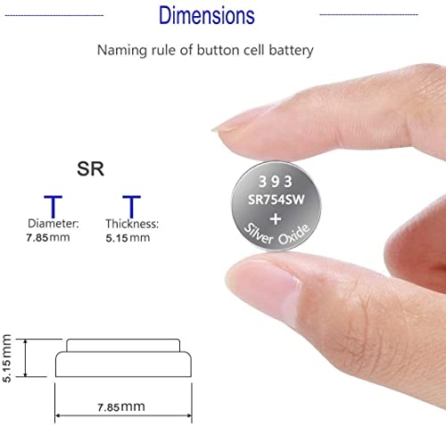 Image of UOGTNON 393 SR754W(SR754SW) 1.55V Silver Oxide Watch Battery (20 Pack)