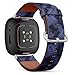 CJBROES Replacement Leather Watch Band, Compatible with Fitbit Versa 3 and Fitbit Sense of Wristband Bracelet Accessory - Orchid Engraving