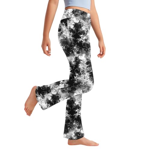 Teen Girls Graphic Flare Yoga Leggings Kids Preppy High Waist Yoga Pants Petite Lightweight Gradient Dance Pants3