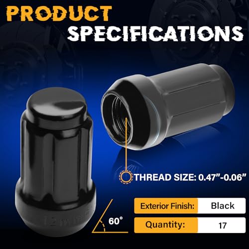 Image of Wheel Lug Nuts Fit for RZR 1000 XP | Fit for RZR 900 Trail /S /Xc | Fit for Ranger | Fit for General 1000 | Fit for RZR Turbo /Turbo S | Fit for Honda Poineer 500 /700 /1000, 17-PC Set (12 mm x 1.5)