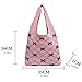 Busnos Beach Bags for Women Coquette Bow Tote Bag Purse for Women Cute Crochet Beach Tote Bag Knit Shoulder Purses Trendy Womens Beige Travel Vacation Handbag
