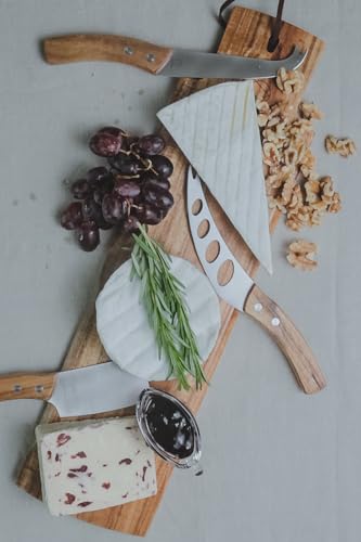 Artesà Cheese Knife Set with Acacia Wood Handles in Gift Box, Stainless Steel, 3 Pieces, Brown/Silver, 19 cm - Image 3