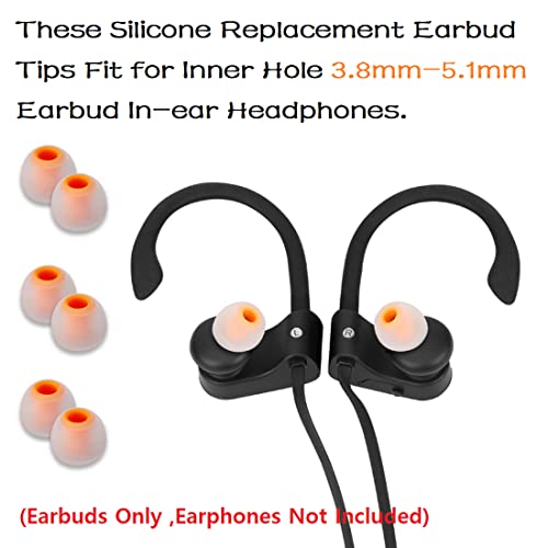 Image of Earbuds Replacement Tips Silicone Earbud Tips Ear Gels Fit for Inner Hole from 3.8mm - 5.1mm Earphones 9 Pairs S /M /L Clear Orange