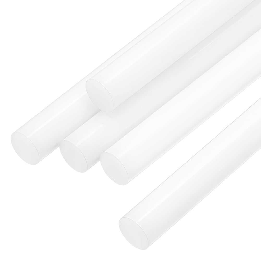 BENECREAT 10pcs 12x402mm Plastique POM Barres Rondes, Plastique Barres Blanc pour Bricolage Main Table Sable Modèle Construction Fabrication de Pièces Mécaniques