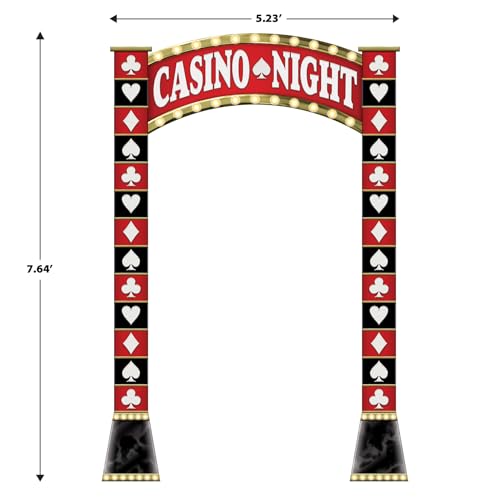 Beistle 7' 7.5" x 5' 2.75" Las Vegas Archway Photo Prop Casino Décor for Prom Decorations, Gambling Game Night Party Supplies
