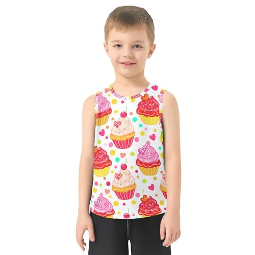 J JOYSAY Cupcake Heart Confetti White Boys Tank Top Sleeveless Muscle Shirts Quick Dry Kids T-Shirts 3-15T2