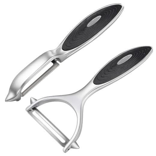Vegetable and Fruit Peeler Set - Y and I Shape Stainless Steel Peelers With Ergonomic Non-Slip Handle & Sharp Blade for Potatoes, Carrots, Veggies (2 Pcs)