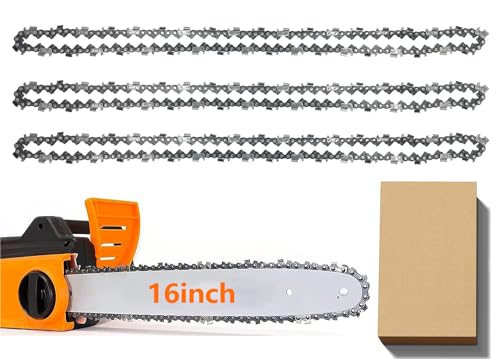 3 Pack Chainsaw Chain for 16 Inch (40cm) Bar, 57 Drive Links, 3/8"LP 0.050" Gauge, Replacement Chain fits for Titan, Black & Decker, Einhell, Ryobi, Oregon and More (91PJ057X) and Other Chainsaws