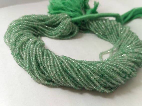 Quartz fraise vert naturel véritable perles micro facettées 2mm fil 13 pouces