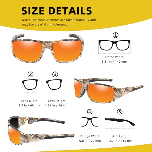 Image of Camo Polarized Wrap-around Sport Sunglasses for Men Women UV400 Driving Fishing Hunting Sun Glasses