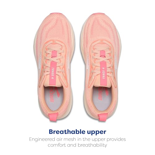 Brooks Women’s Trace 4 Neutral Running Shoe - Tropical Peach/Dianthus/Grey - 9 Medium